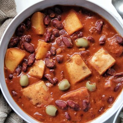 Puerto Rican bean stew with a side of white rice