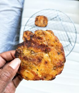 Toaster Oven-baked, crispy potato cakes