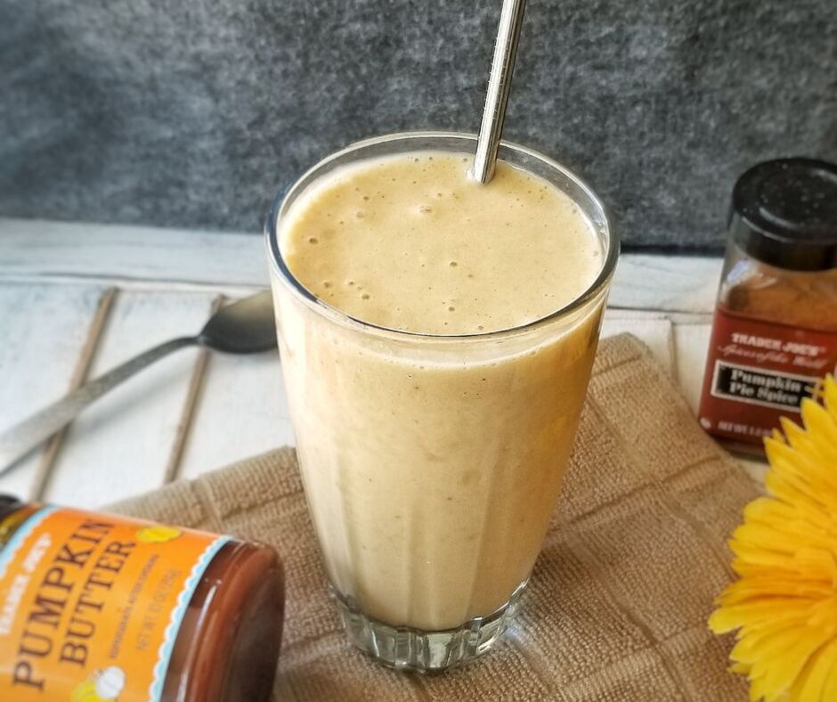 Smoothie with frozen bananas and pumpkin spiced