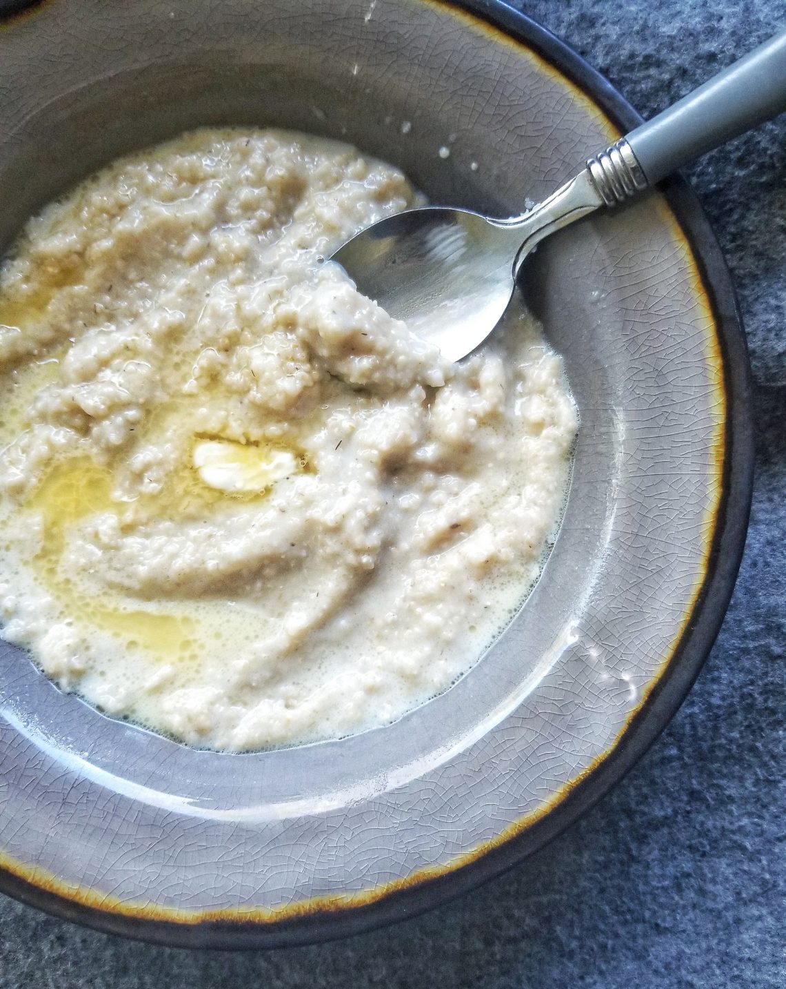 Bowl of oat bran with butter