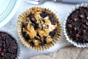 Cocoa bran muffins with peanut butter