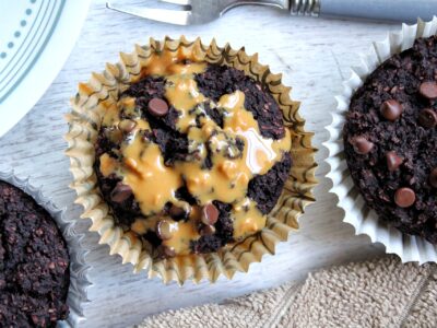 Cocoa bran muffins with peanut butter