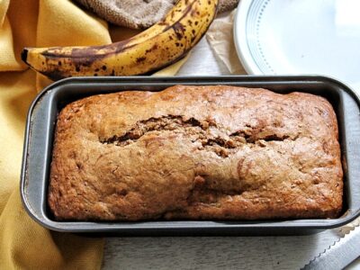 Whole loaf of banana nut bread