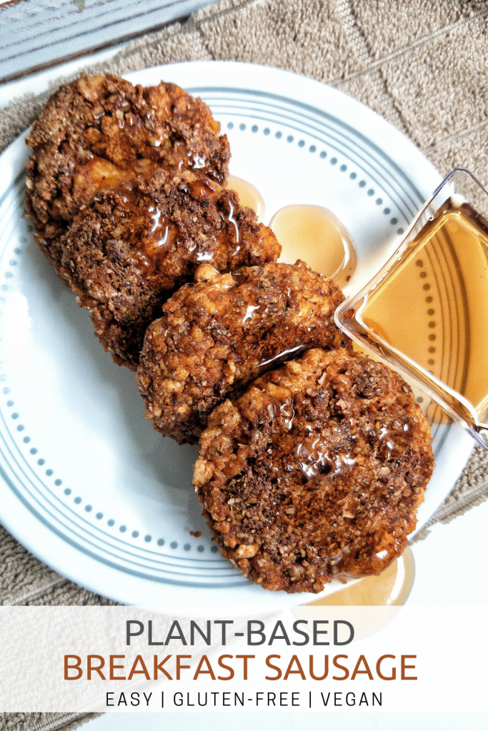 Round sausage patties topped with syrup