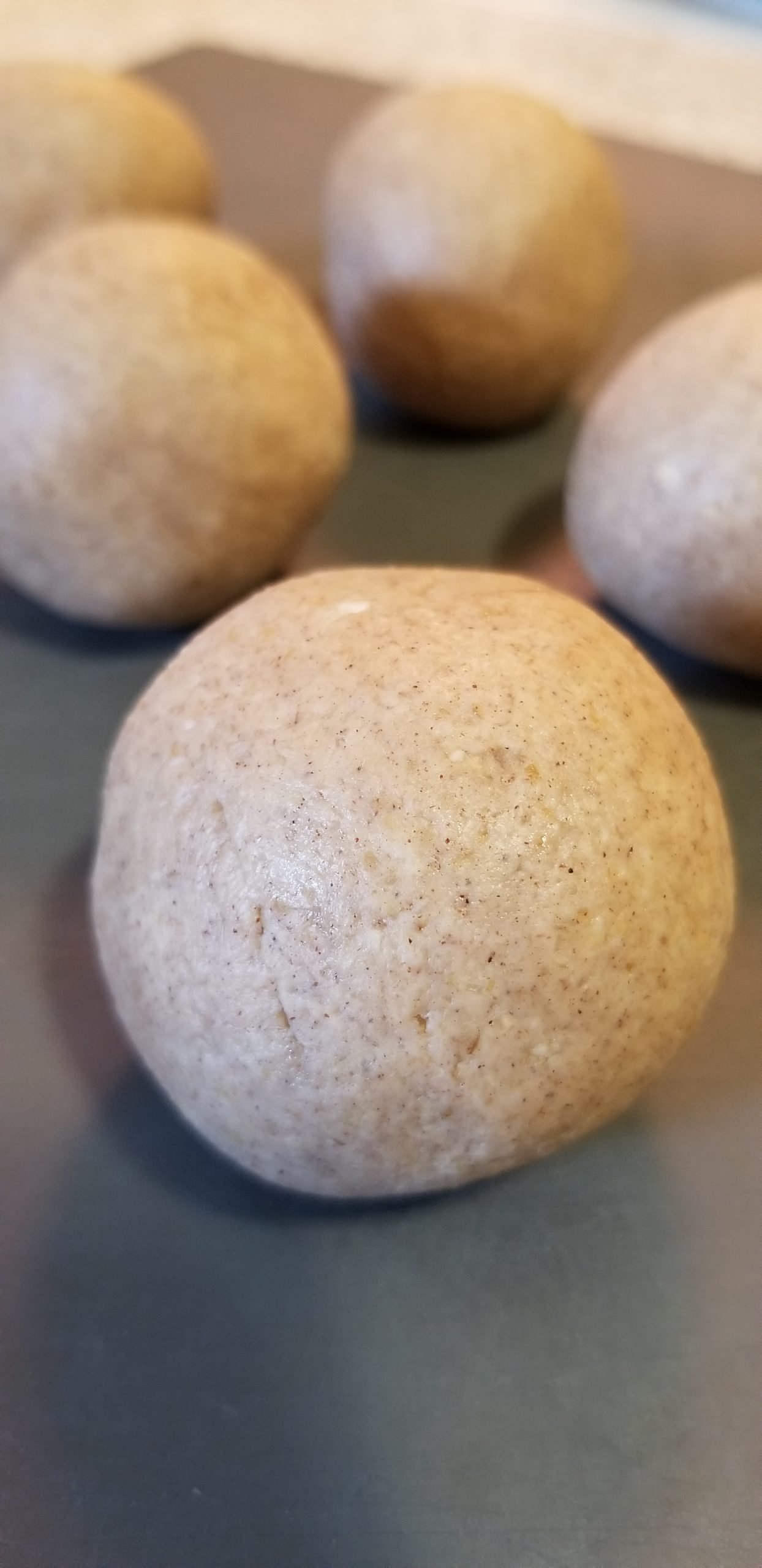 Oat flour dough rolled into balls