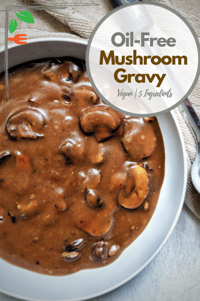 Pinnable for Pinterest. Bowl of sliced mushroom gray with a serving spoon