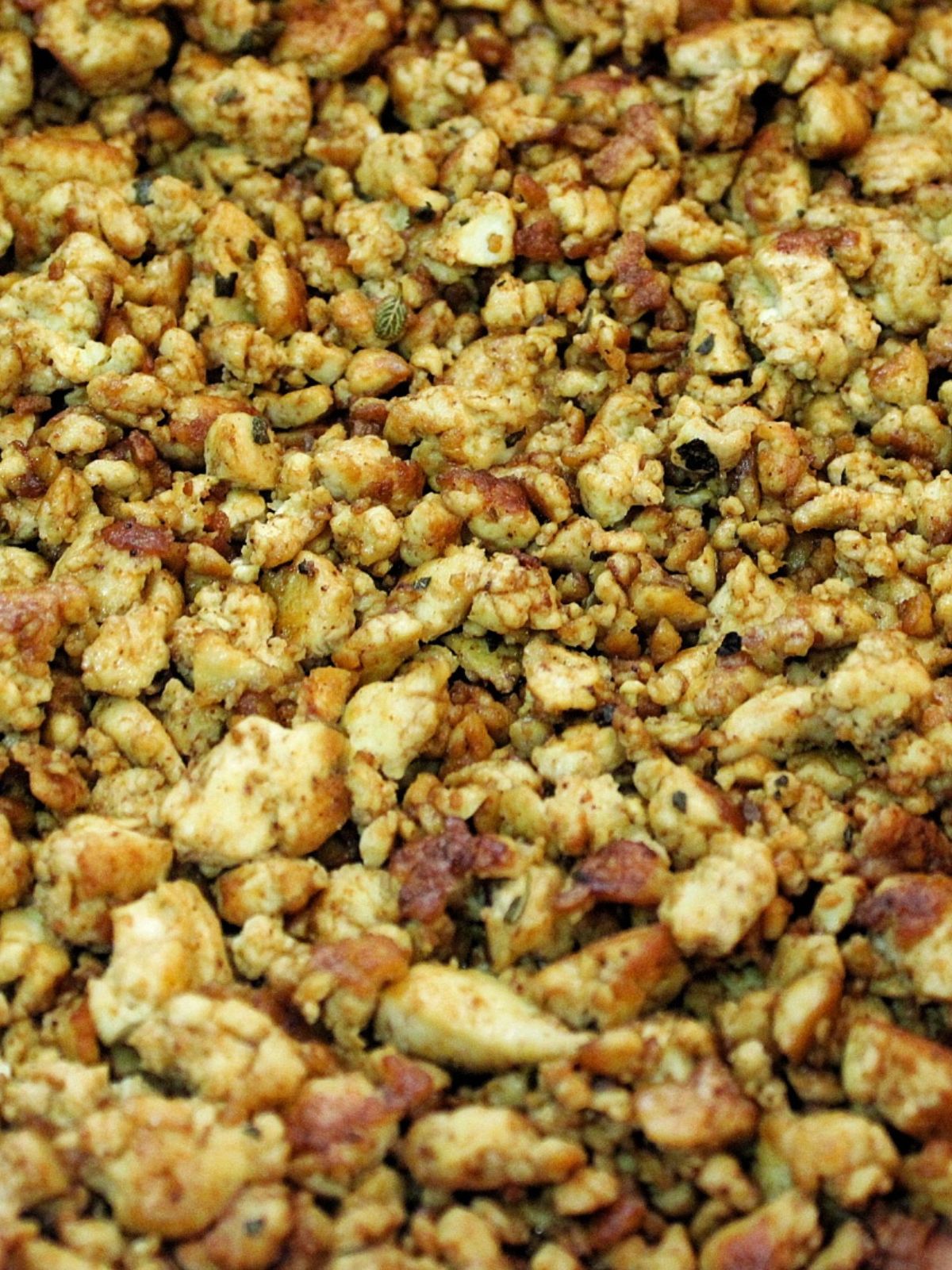 Crumbled, cooked tofu. 