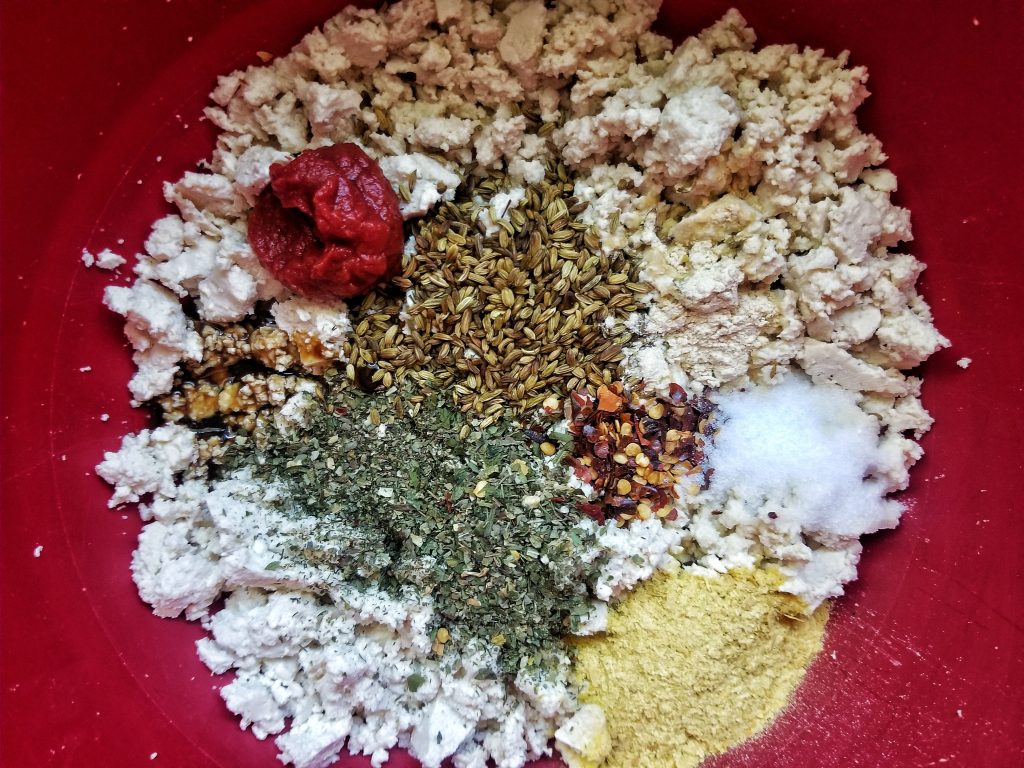 Crumbled tofu with seasonings