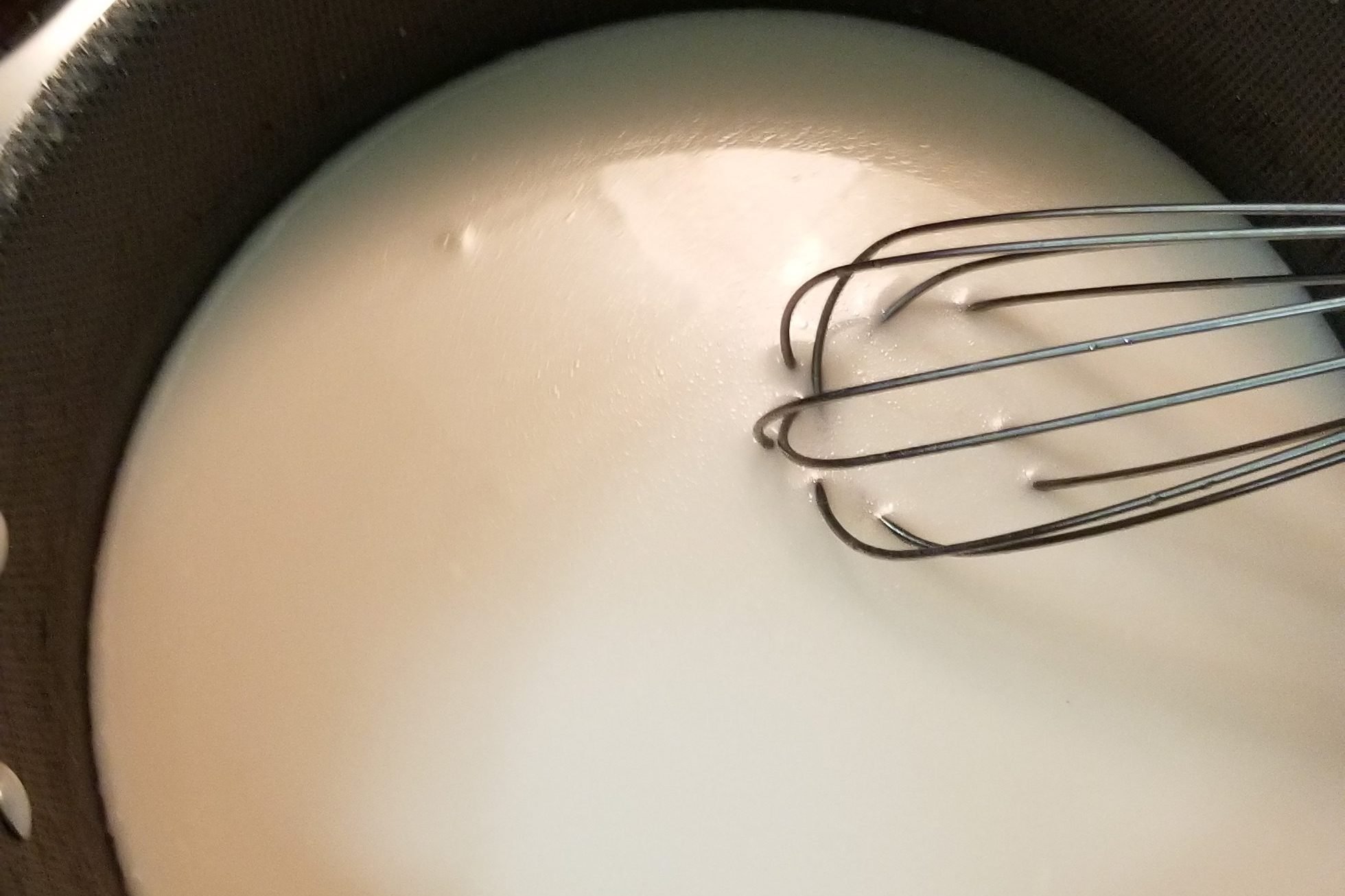 Non-dairy milk in a saucepan