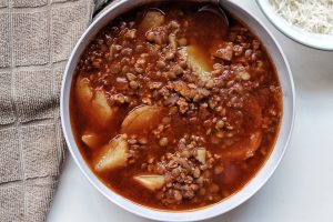 Lnetil potato stew in a bowl