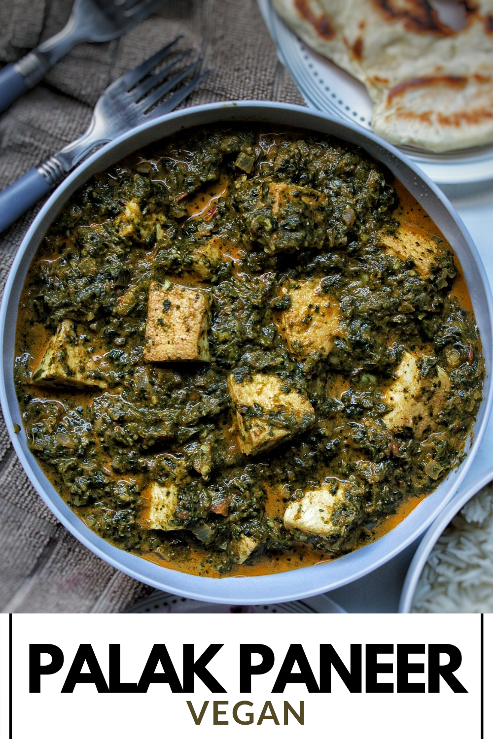 pinnable for pinterest palak paneer vegan