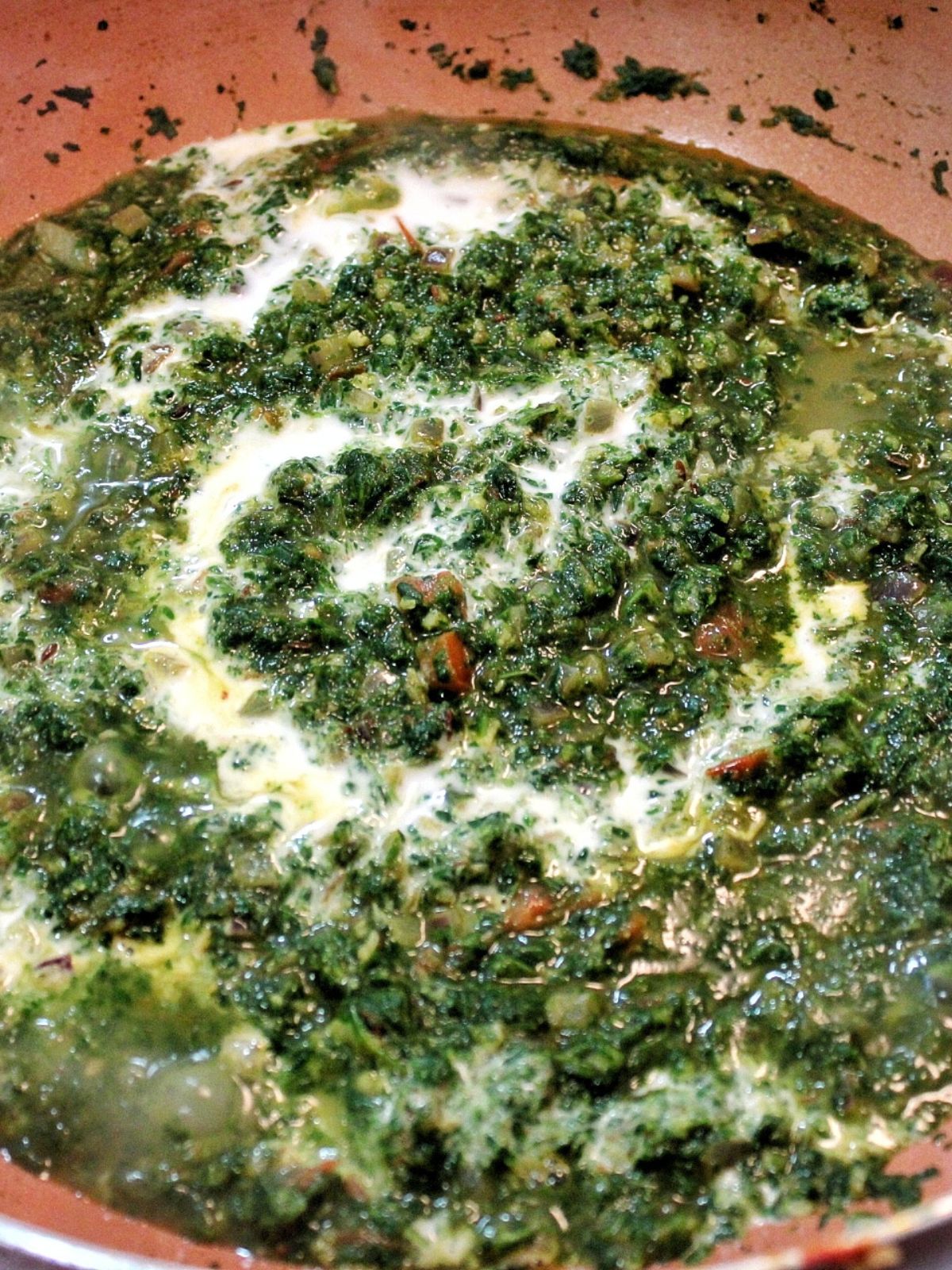 Palak paneer with coconut cream. 