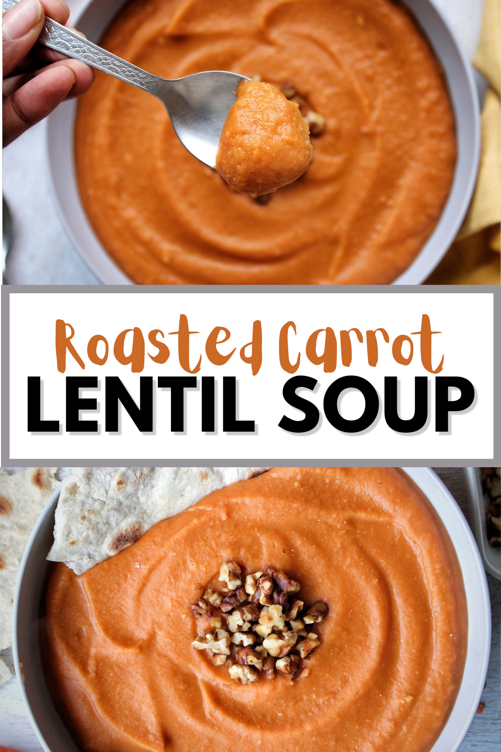 Carrot lentil soup pinnable for Pinterest