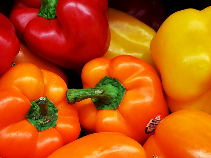 Red, orange, yellow bell peppers