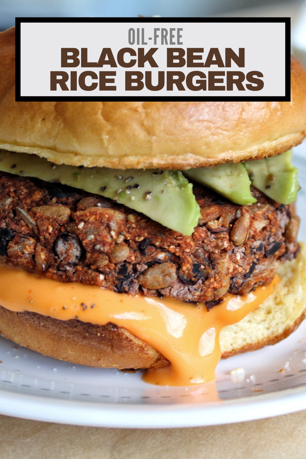 Oil-free black bean rice burgers. 