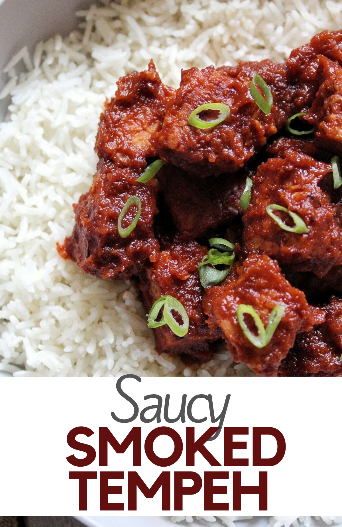 Pan-fried tempeh cooked in a chipotle sauce served over a bed of white rice. 