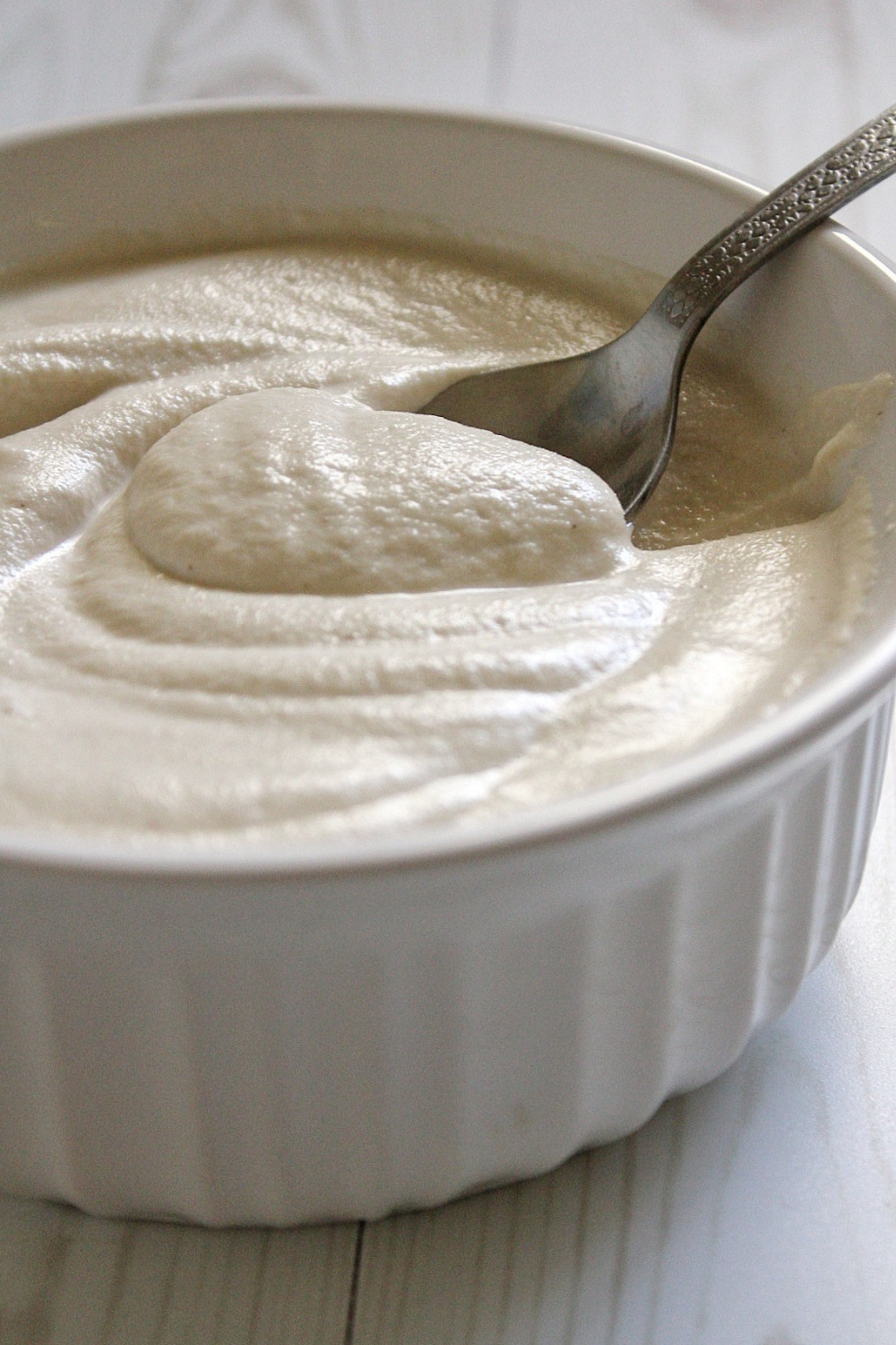 Cashew cream sauce in a bowl. 