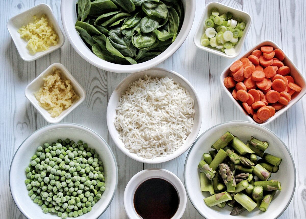 Spring Vegetable Fried Rice with Asparagus - Plant Based And Broke