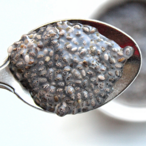 Chia egg on a spoon