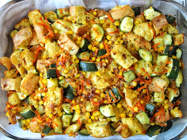 Vegan Zucchini Stuffing Casserole Plant Based And Broke