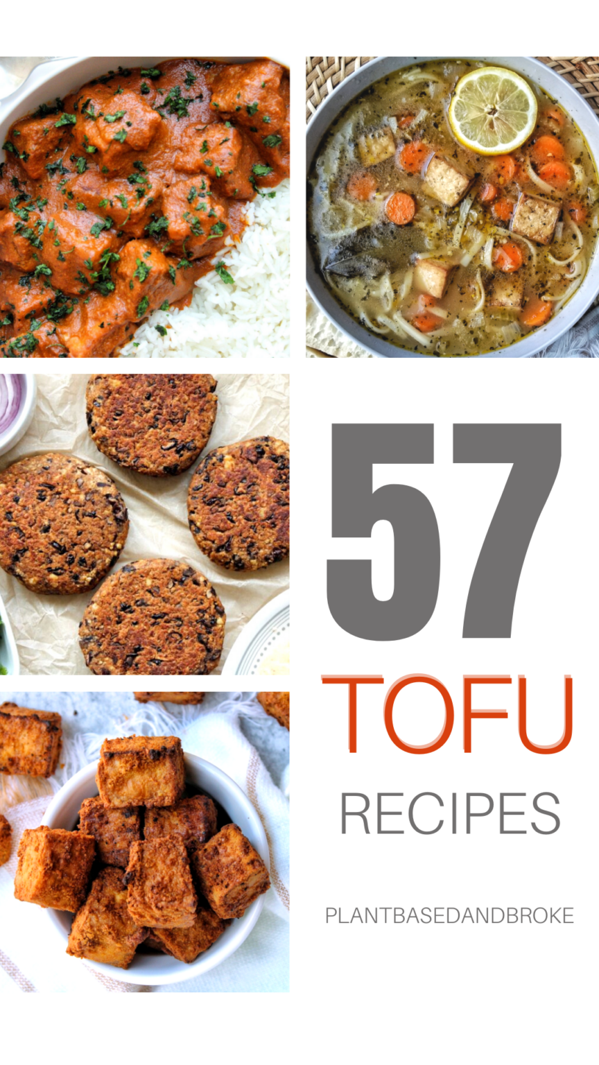 Collage with tofu recipes.