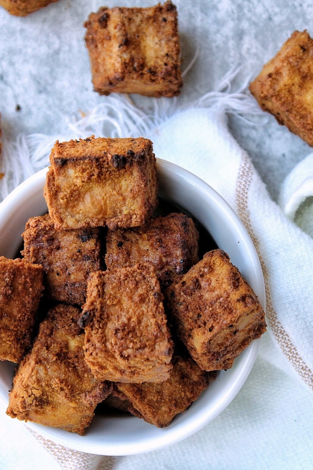 Tofu nuggets in a bowl.