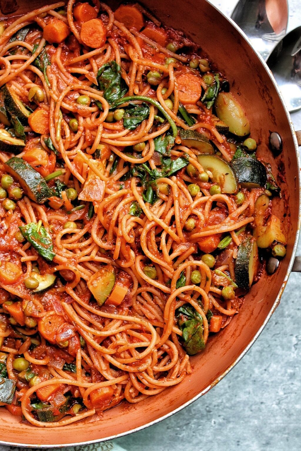 Vegetable spaghetti in a pot.