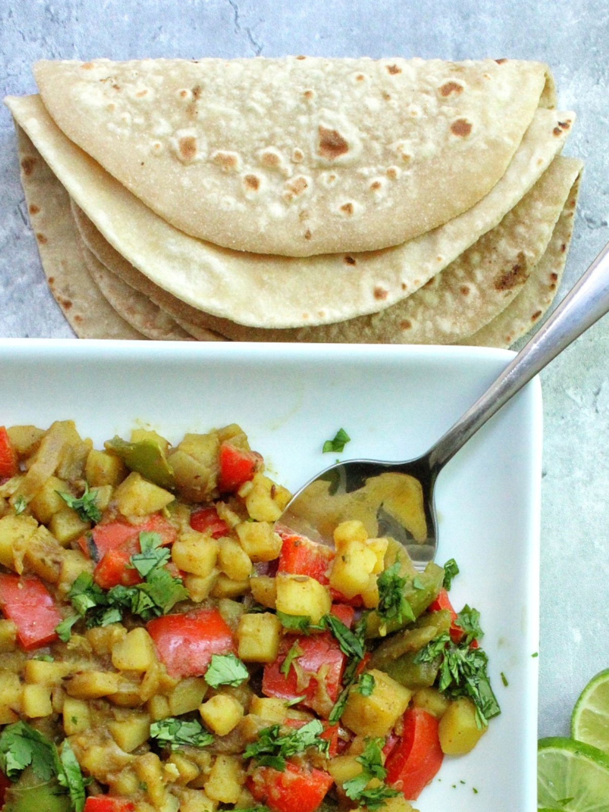 Closeup to roti. 