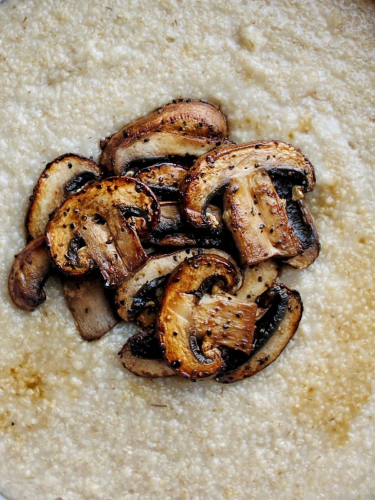 Close up of mushrooms with oats. 